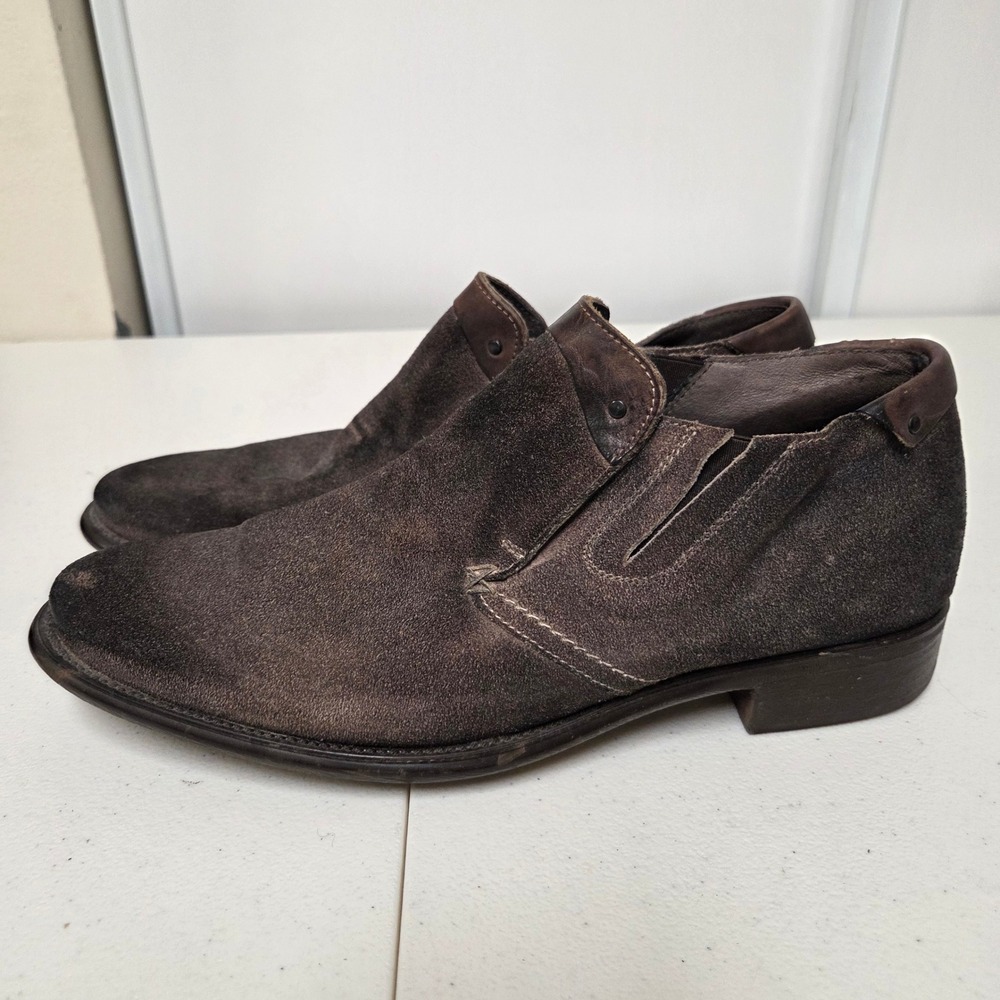 Bacco Bucci Mens Brown Suede Slip On Loafers Made in Italy Size 9